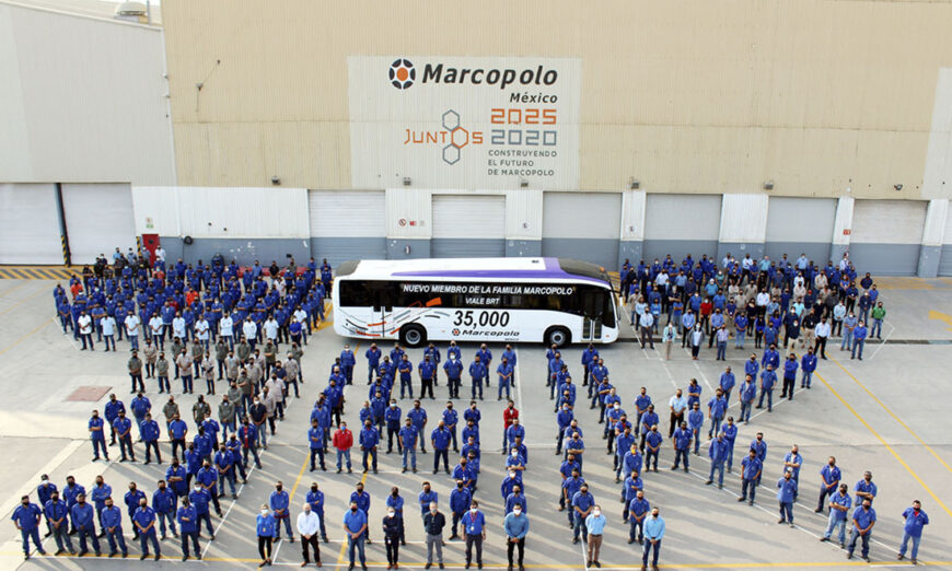 Marcopolo México celebra la producción de 35 mil vehículos y lanza Viale BRT